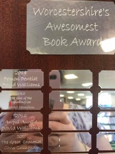 The Great Chocoplot Worcestershire's Awesomest Book Award engraving