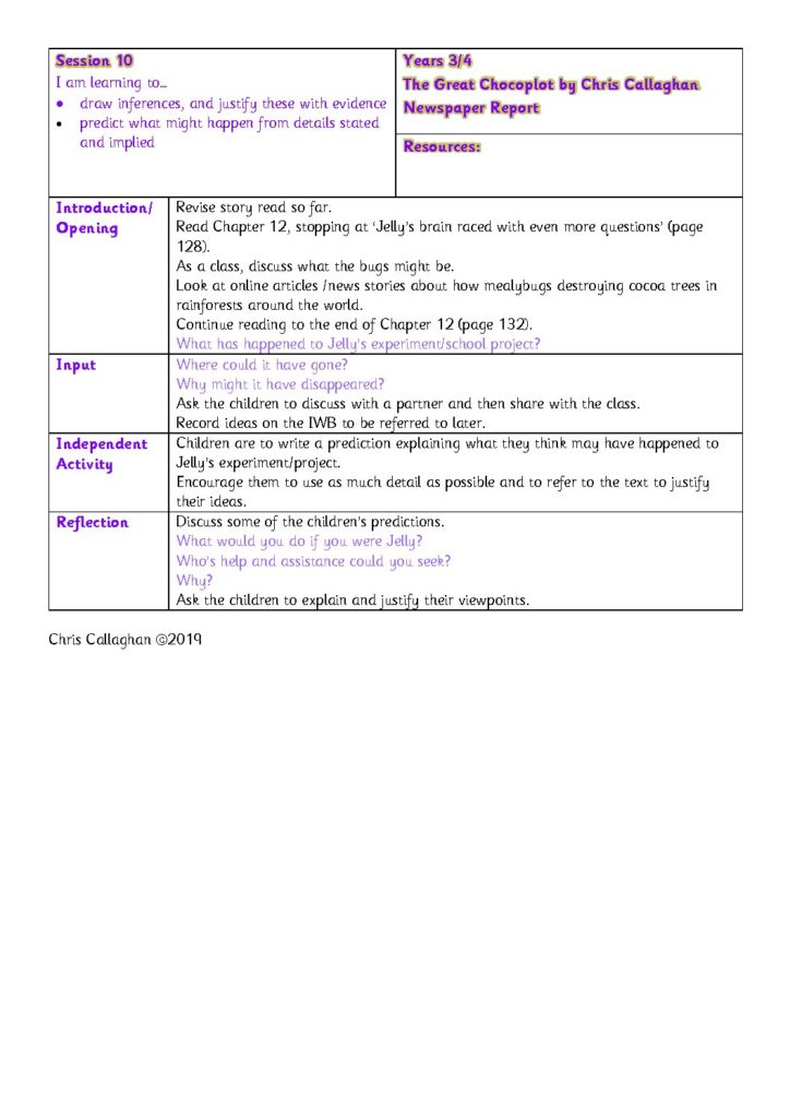 Session 10 Plan – Chris Callaghan