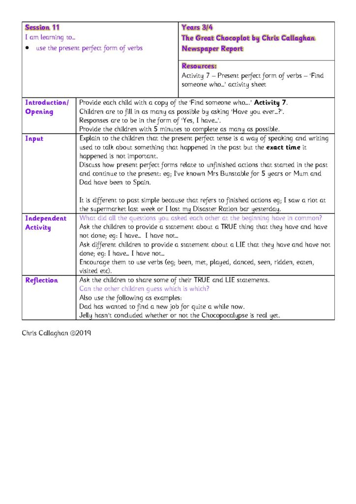 Session 11 Plan – Chris Callaghan