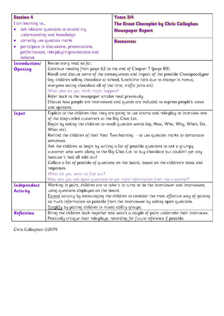 Session 4 Plan – Chris Callaghan