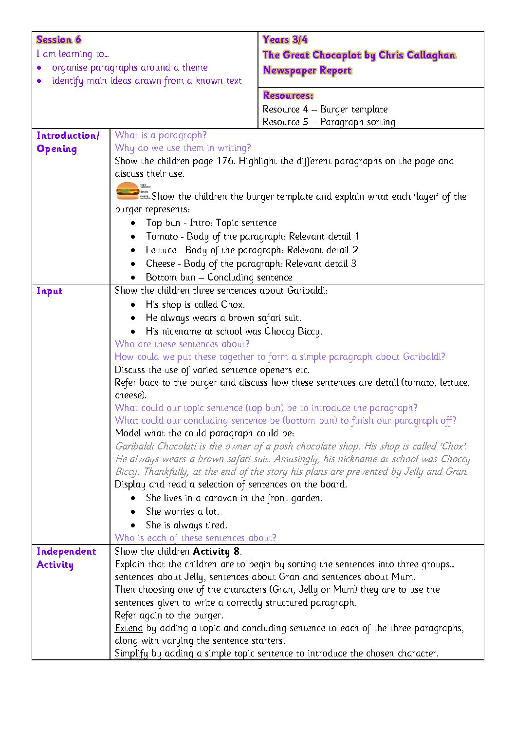 Session 6 Plan – Chris Callaghan